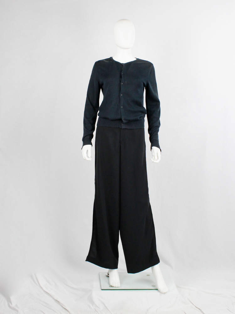 af Vandevorst dark green cardigan unzipped as top with sleeves along the sides spring 2005 (2)