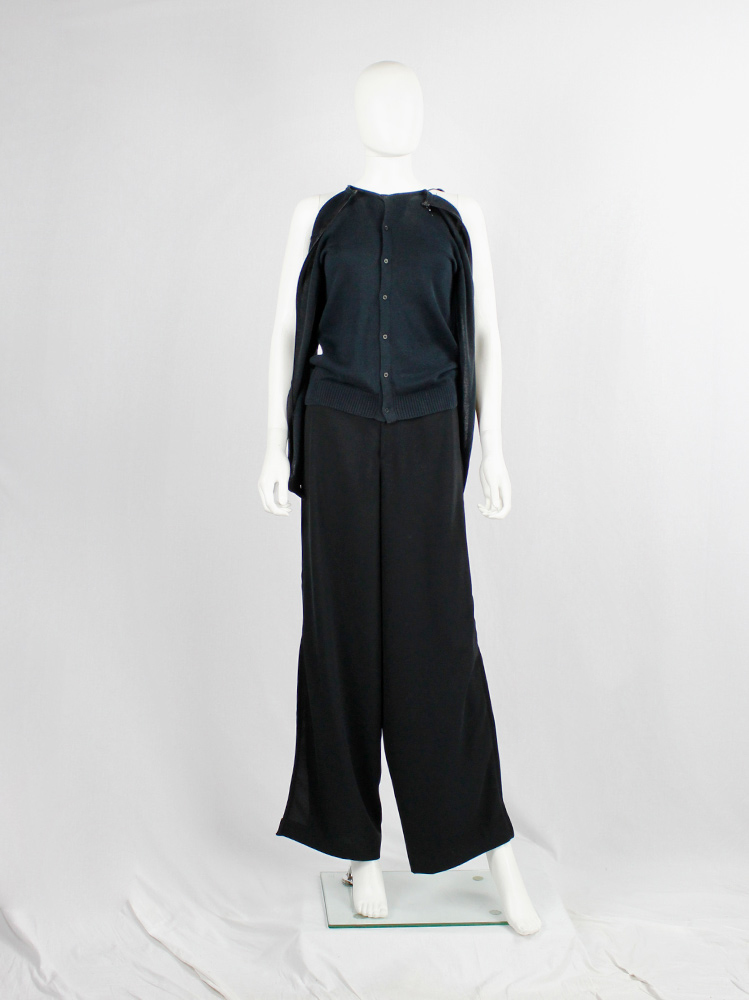 af Vandevorst dark green cardigan unzipped as top with sleeves along the sides spring 2005 (3)