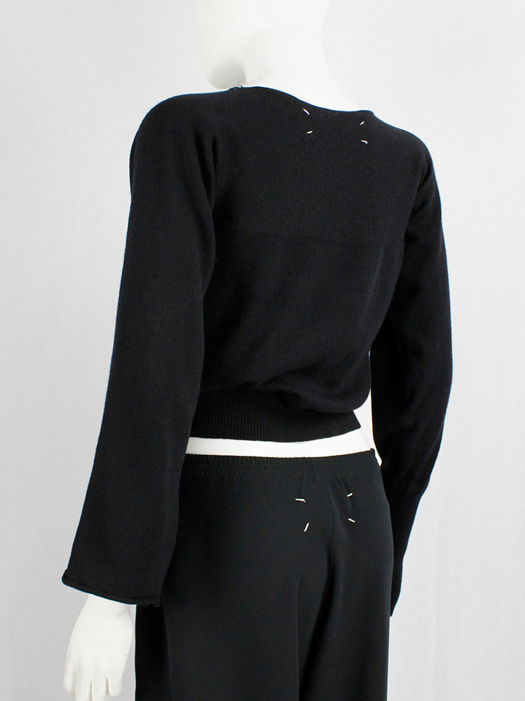 archive Maison Martin Margiela dark blue cropped jumper with two different sleeves fall 1997 (11)
