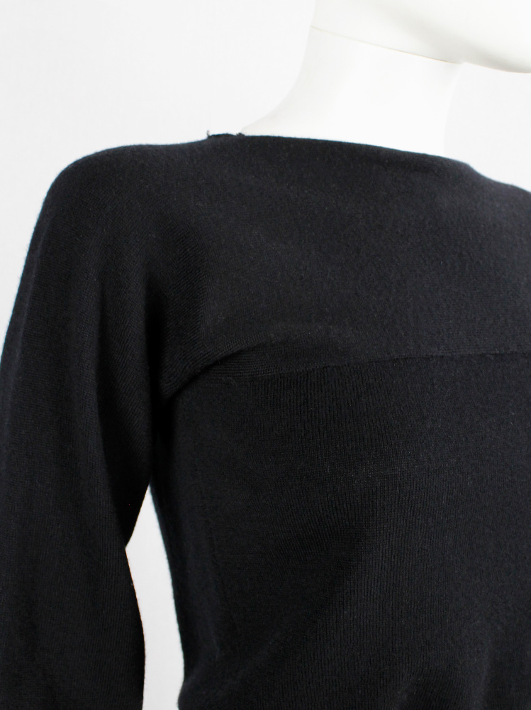 archive Maison Martin Margiela dark blue cropped jumper with two different sleeves fall 1997 (4)