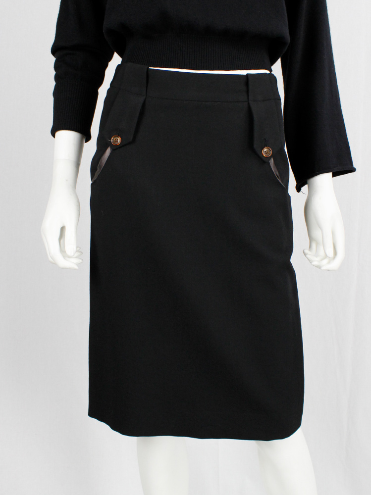 vintage Maison Martin Margiela black skirt with lining pulled out of the pockets fall 2003 (1)