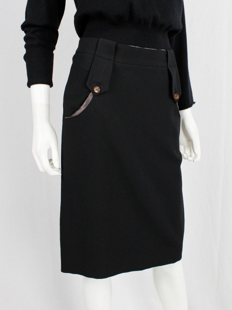 vintage Maison Martin Margiela black skirt with lining pulled out of the pockets fall 2003 (2)