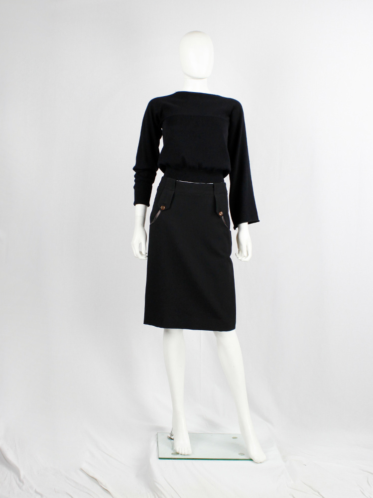 vintage Maison Martin Margiela black skirt with lining pulled out of the pockets fall 2003 (4)