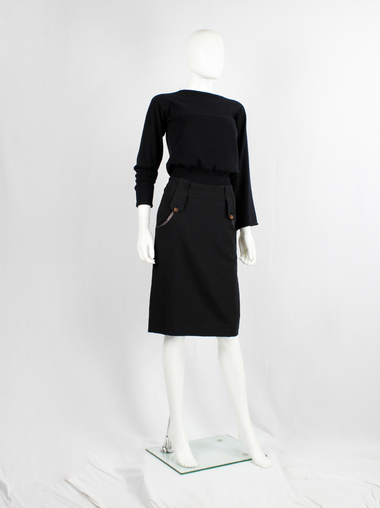 vintage Maison Martin Margiela black skirt with lining pulled out of the pockets fall 2003 (5)