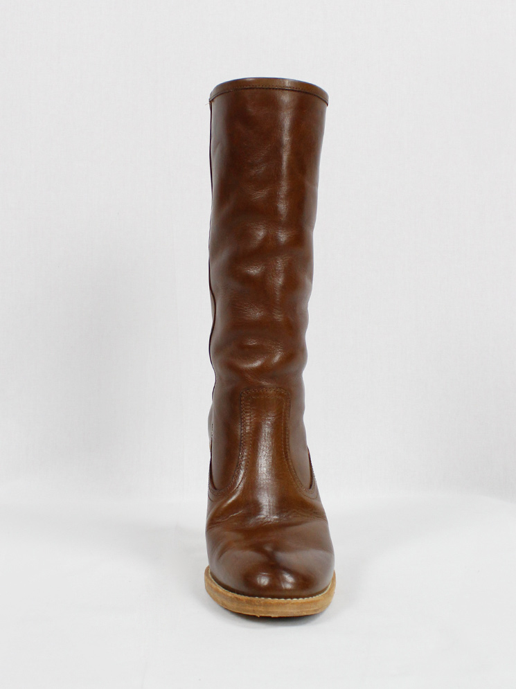 vintage Maison Martin Margiela brown tall boots with clear wedge heel spring 2007 (10)