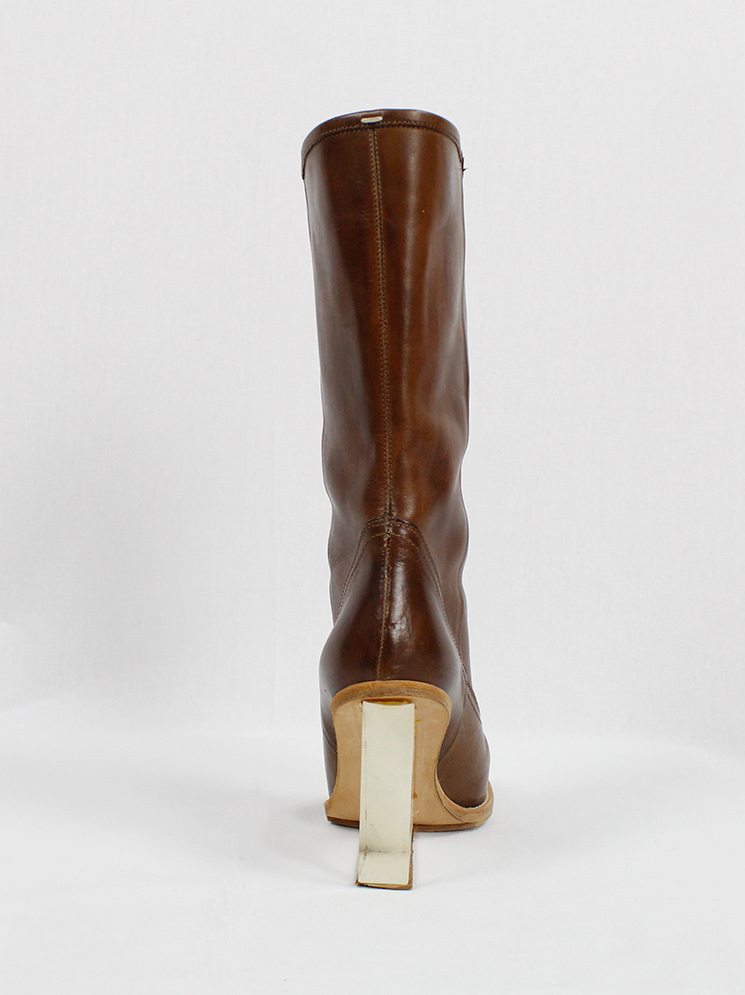 vintage Maison Martin Margiela brown tall boots with clear wedge heel spring 2007 (14)