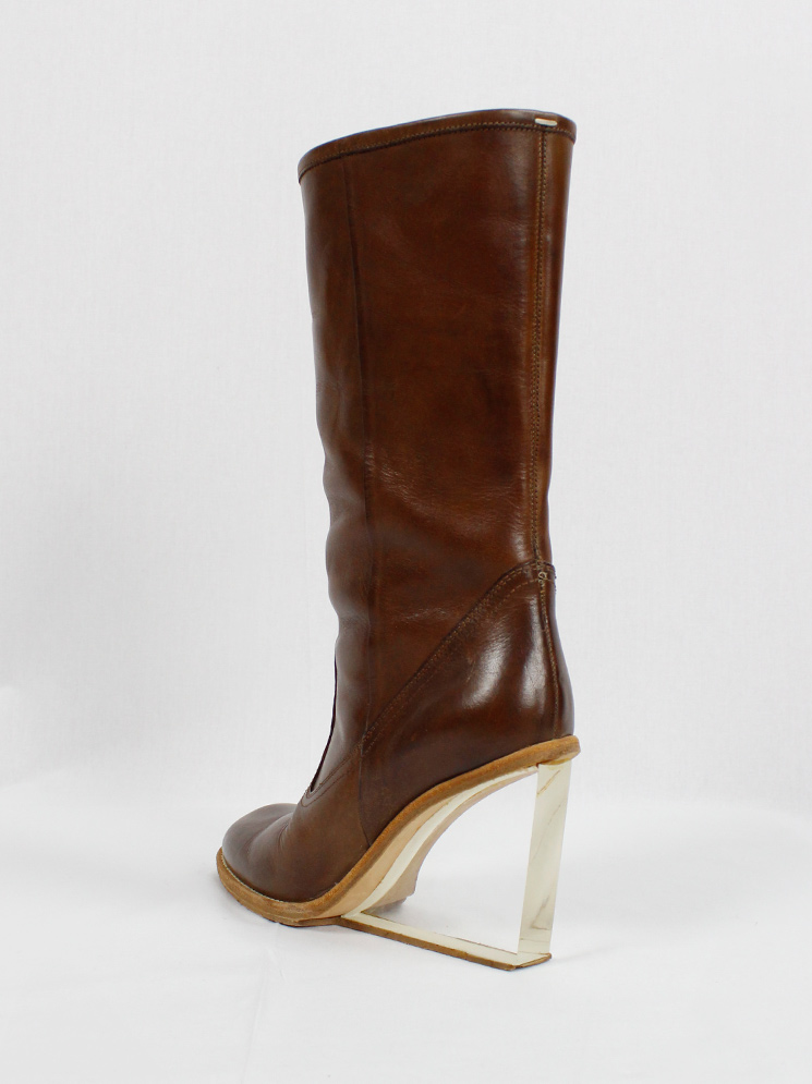 vintage Maison Martin Margiela brown tall boots with clear wedge heel spring 2007 (15)