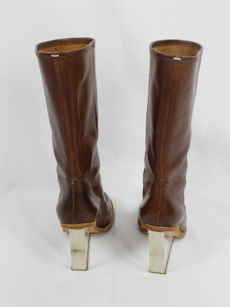 vintage Maison Martin Margiela brown tall boots with clear wedge heel spring 2007 (22)