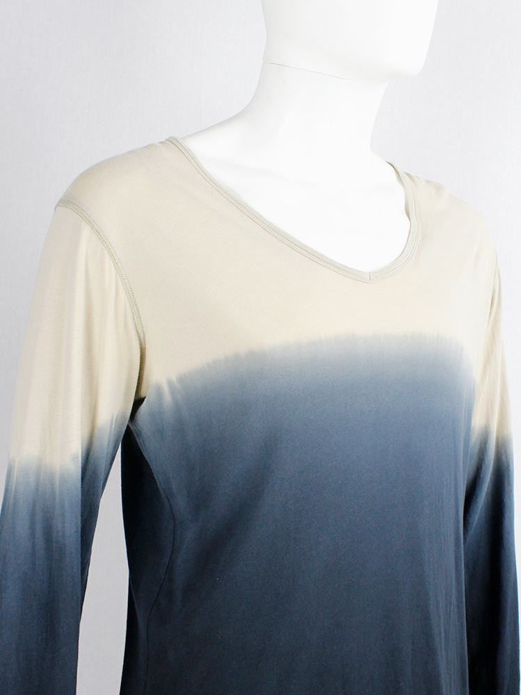 vintage mens Ann Demeulemeester beige jumper with hand dip-dye of a blue ombre fall 2012 (2)