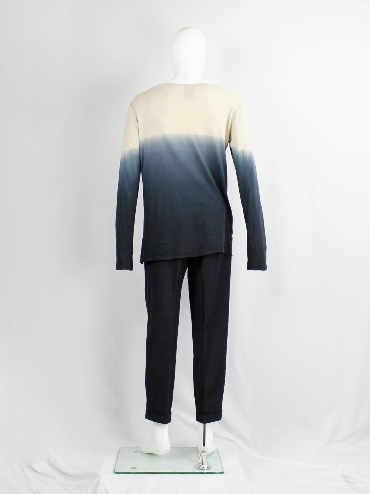 vintage mens Ann Demeulemeester beige jumper with hand dip-dye of a blue ombre fall 2012 (7)