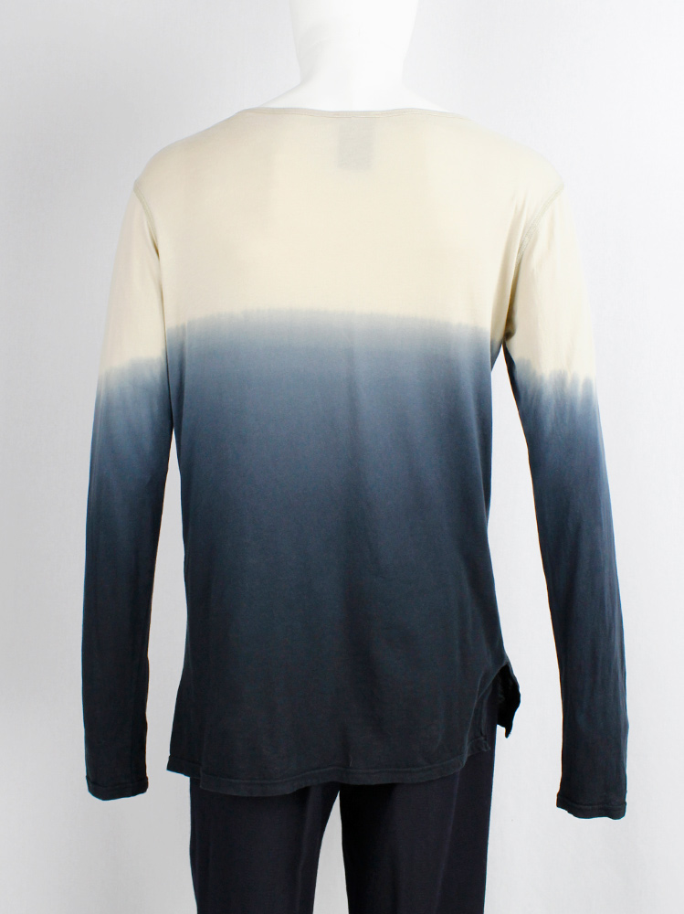 vintage mens Ann Demeulemeester beige jumper with hand dip-dye of a blue ombre fall 2012 (8)