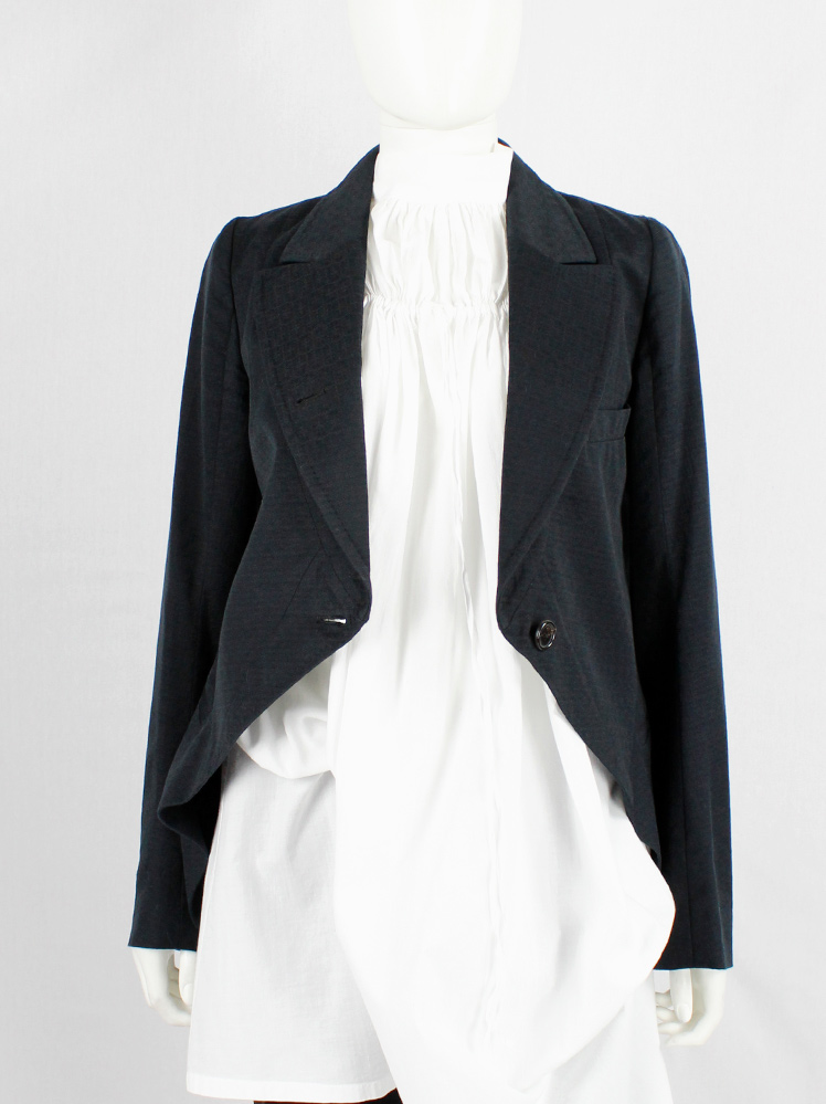 Ann Demeulemeester black cutaway jacket with overlapping front neckline spring 2007 (1)