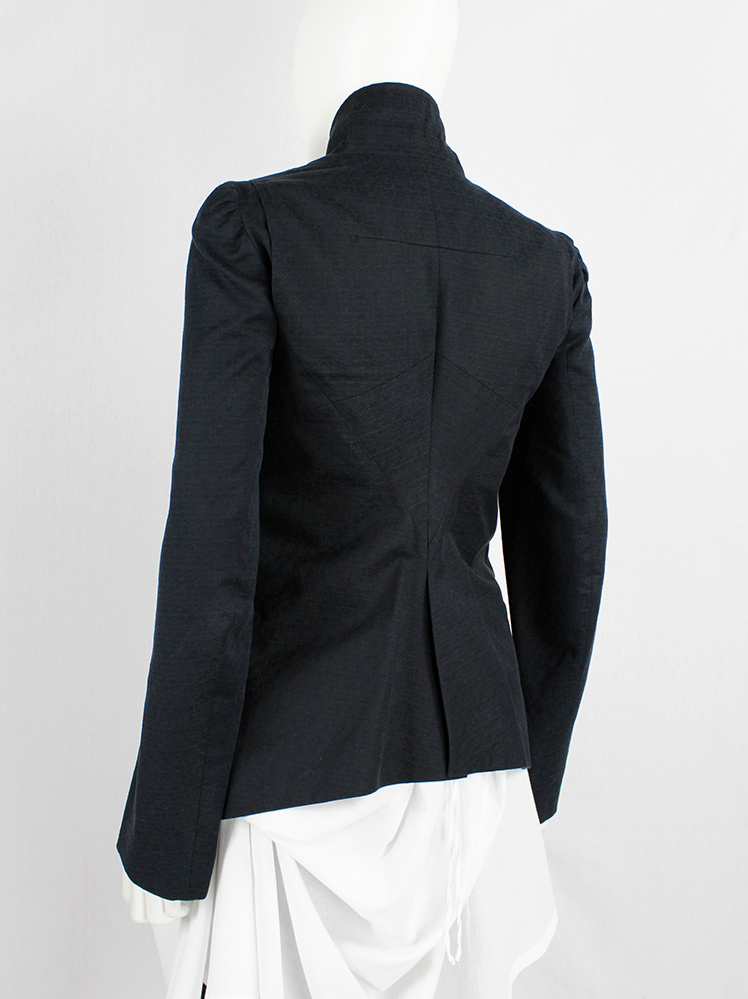 Ann Demeulemeester black cutaway jacket with overlapping front neckline spring 2007 (11)