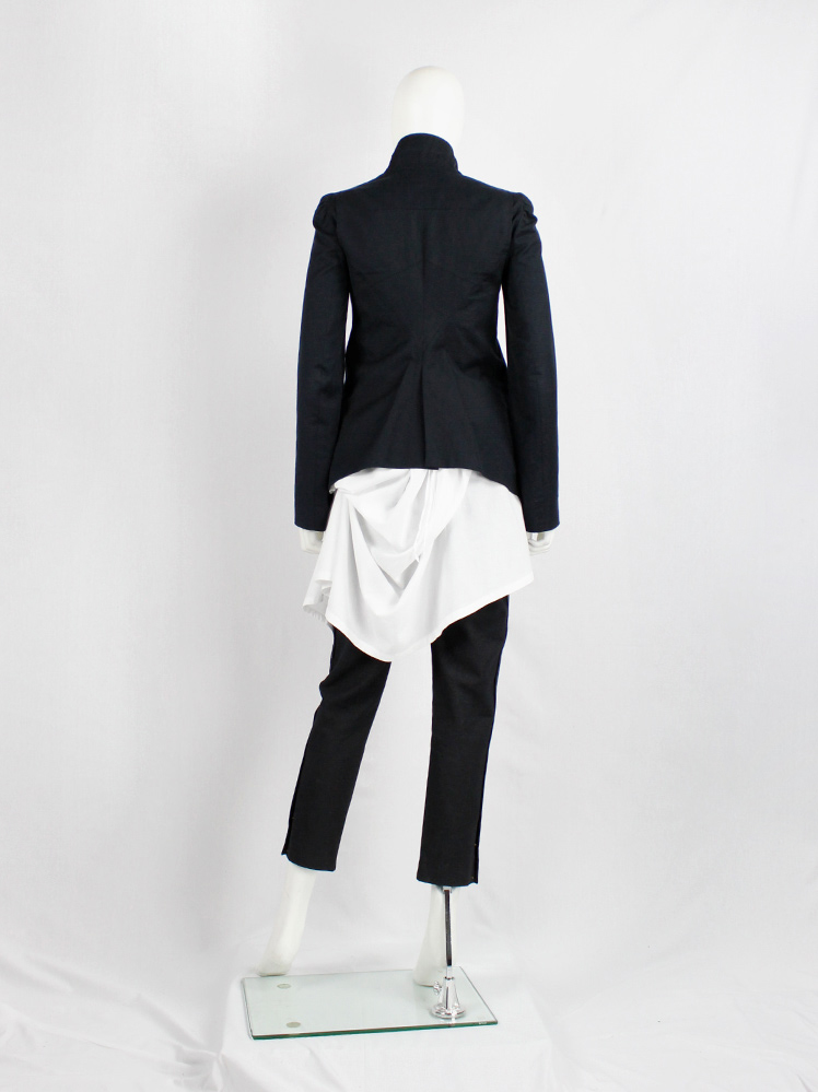 Ann Demeulemeester black cutaway jacket with overlapping front neckline spring 2007 (12)