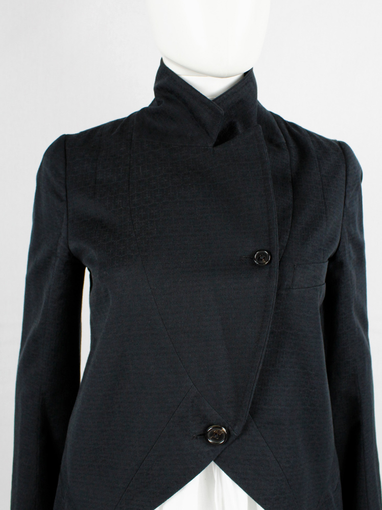 Ann Demeulemeester black cutaway jacket with overlapping front neckline spring 2007 (8)