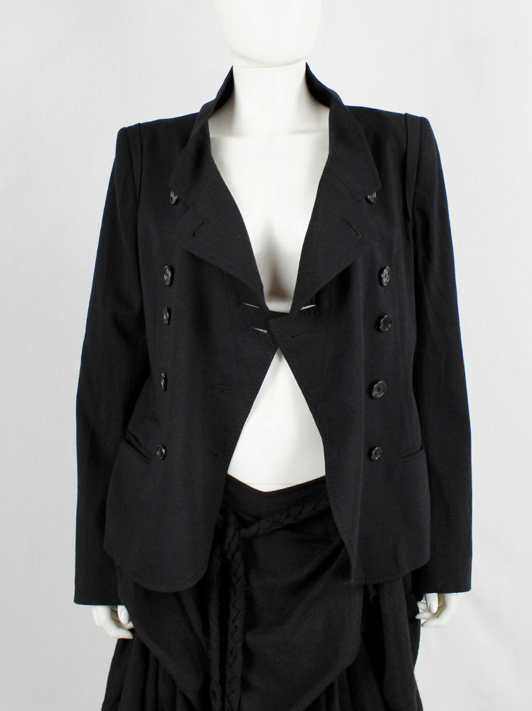Ann Demeulemeester black double breasted jacket with cuts in the front panel fall 2010 (1)