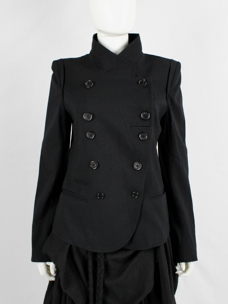 Ann Demeulemeester black double breasted jacket with cuts in the front panel fall 2010 (3)