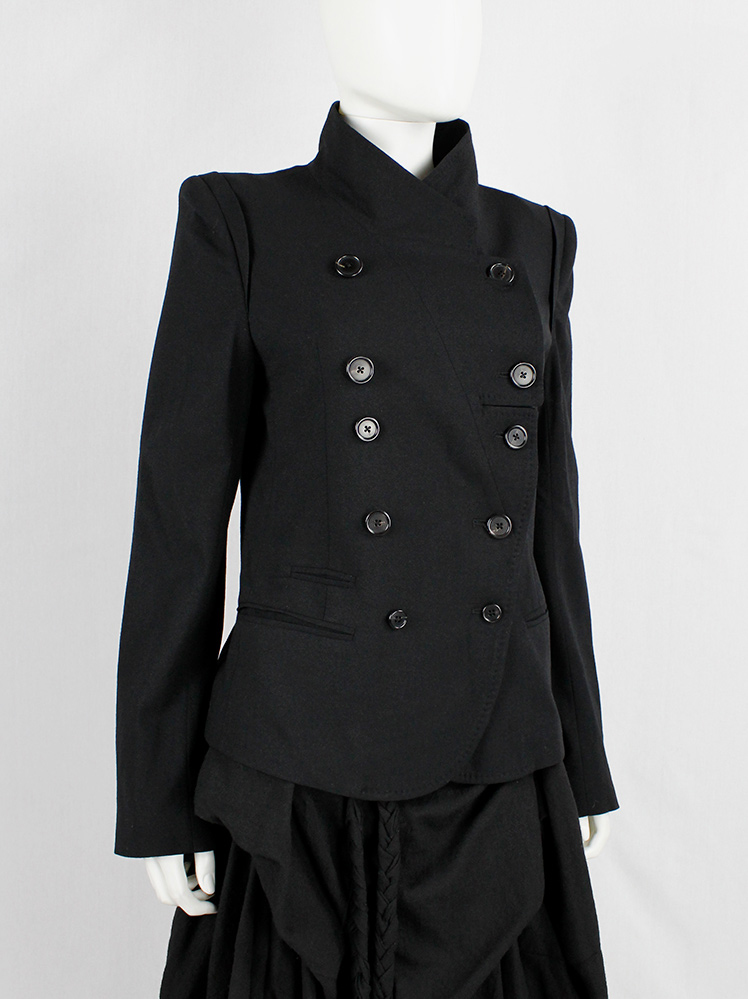 Ann Demeulemeester black double breasted jacket with cuts in the front panel fall 2010 (4)
