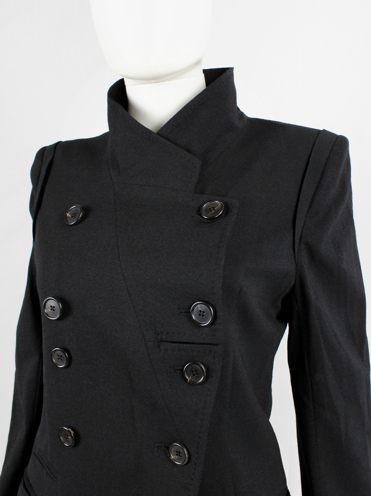Ann Demeulemeester black double breasted jacket with cuts in the front panel fall 2010 (5)