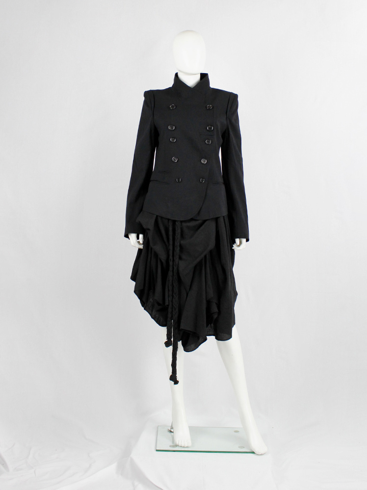 Ann Demeulemeester black double breasted jacket with cuts in the front panel fall 2010 (6)