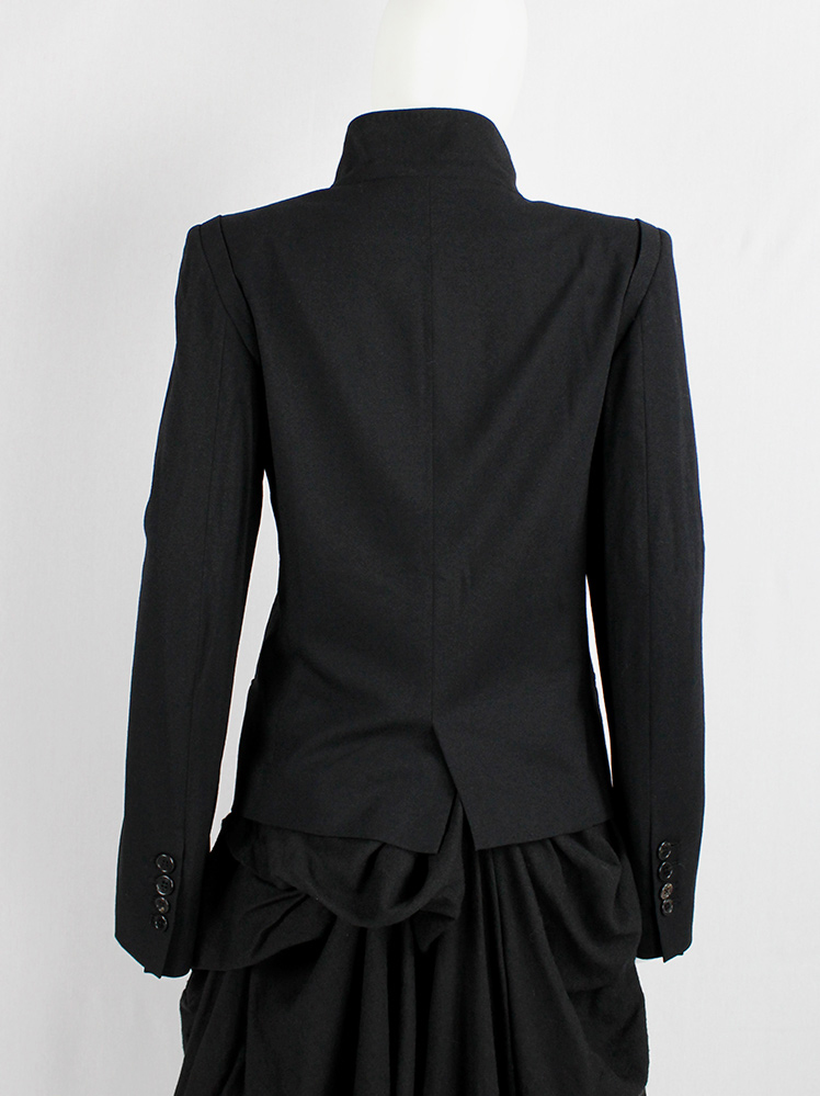 Ann Demeulemeester black double breasted jacket with cuts in the front panel fall 2010 (9)