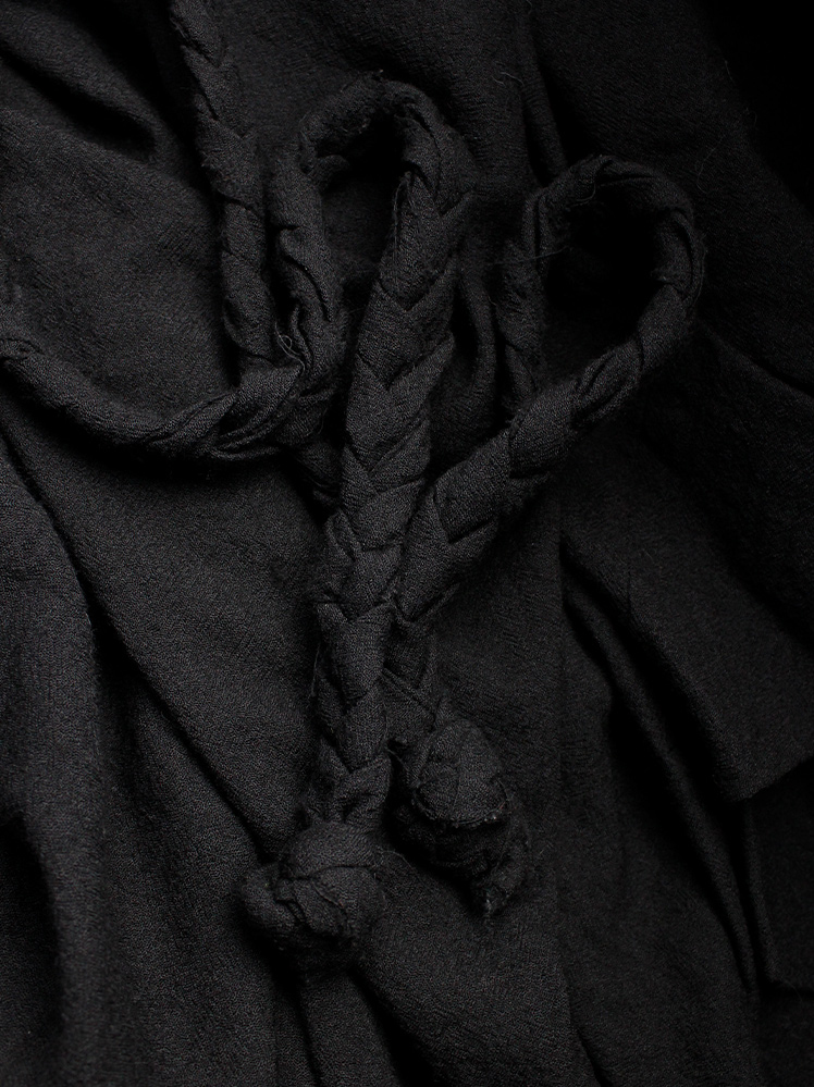 Ann Demeulemeester black gathered and draped skirt with oversized braids fall 2005 (12)