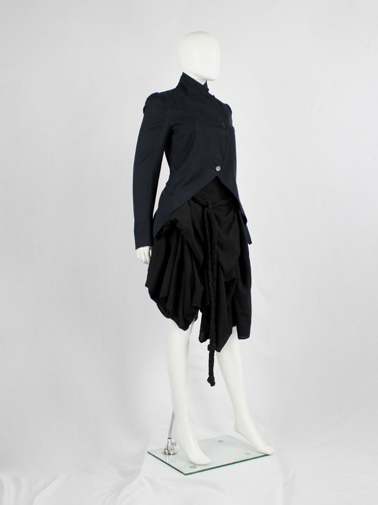 Ann Demeulemeester black gathered and draped skirt with oversized braids fall 2005 (2)