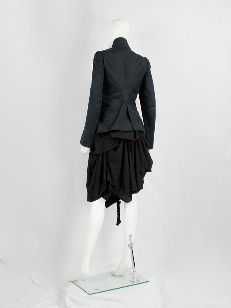 Ann Demeulemeester black gathered and draped skirt with oversized braids fall 2005 (4)