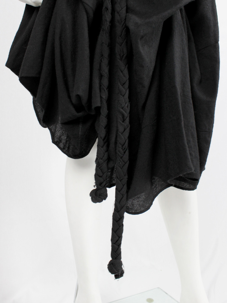 Ann Demeulemeester black gathered and draped skirt with oversized braids fall 2005 (9)
