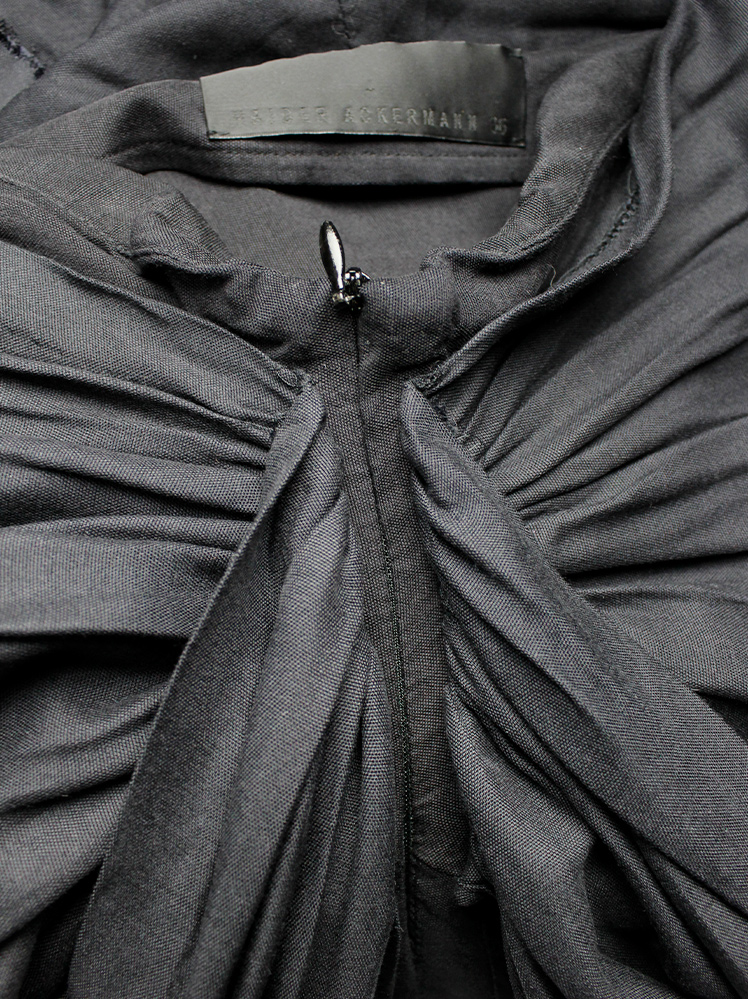 Haider Ackermann black midi skirt with front drape and sash across the back fall 2009 (11)