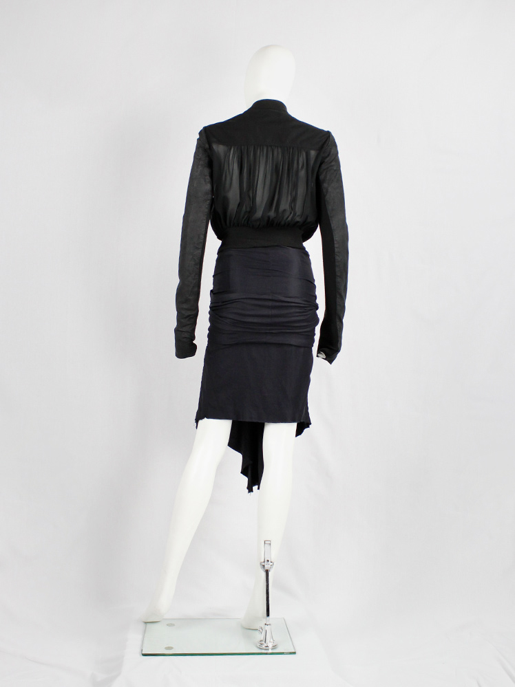 Haider Ackermann black midi skirt with front drape and sash across the back fall 2009 (8)