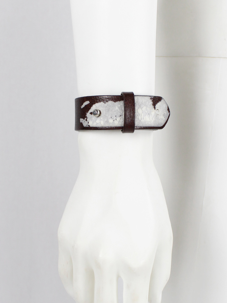 Maison Martin Margiela brown leather bracelet with white paint spring 2010 (1)