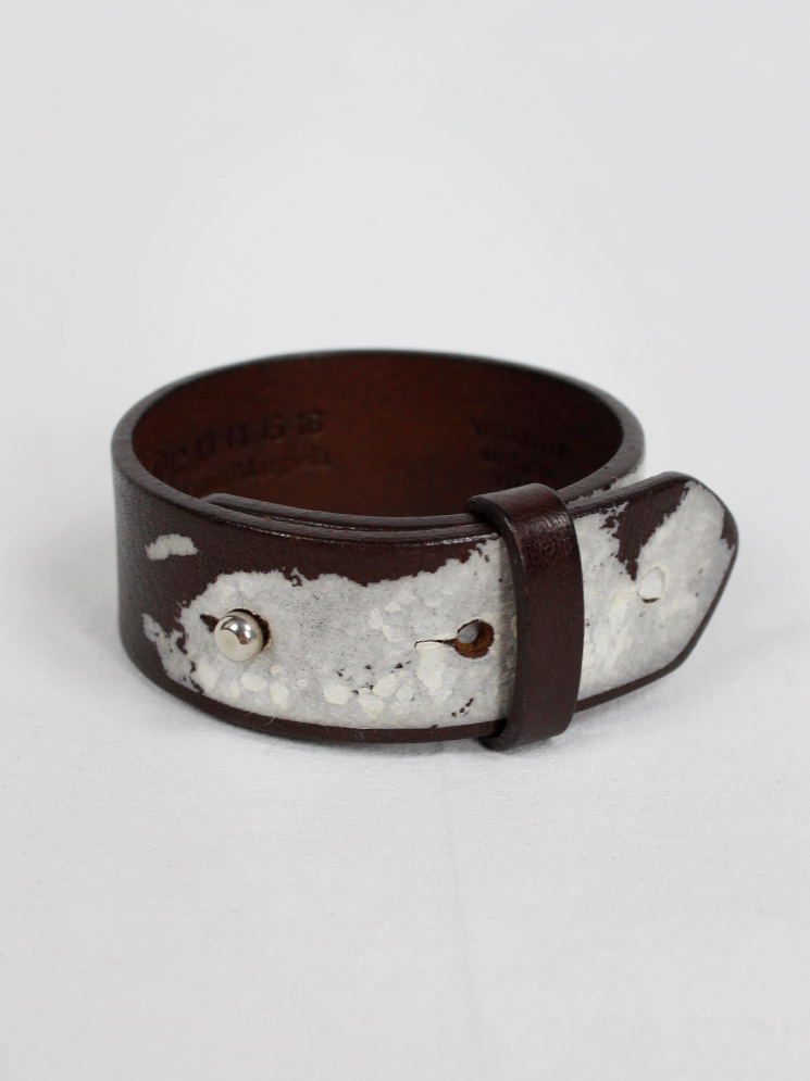 Maison Martin Margiela brown leather bracelet with white paint spring 2010 (4)