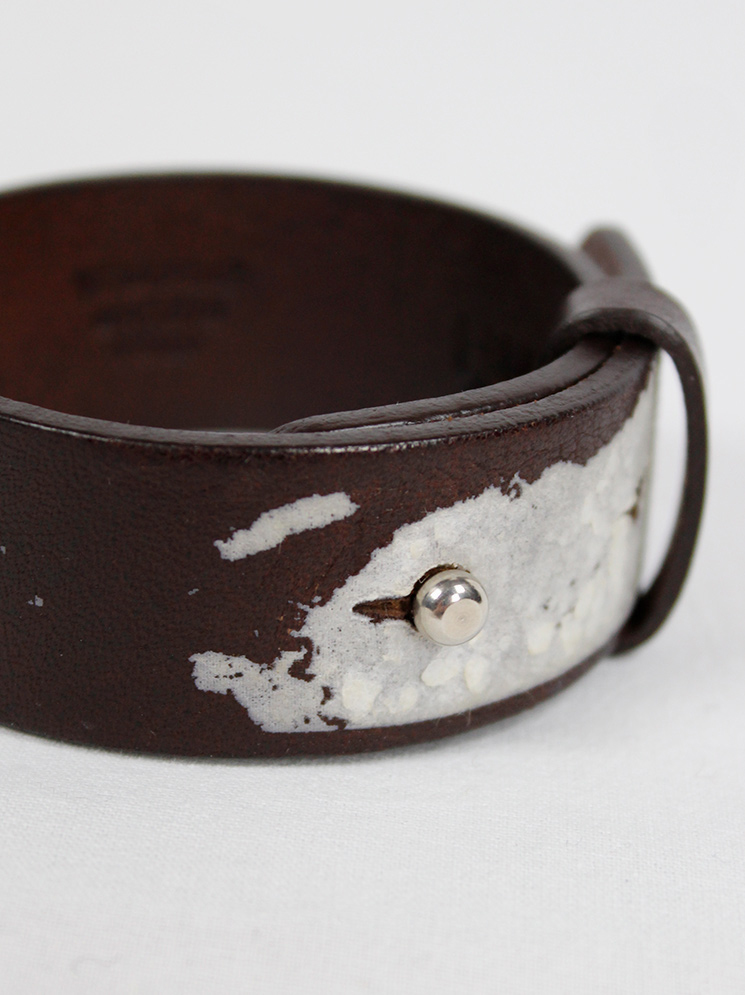 Maison Martin Margiela brown leather bracelet with white paint spring 2010 (9)