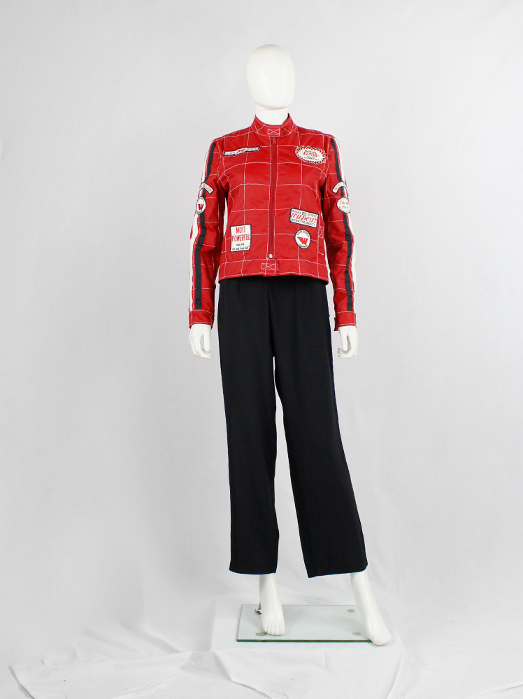 Walter Van Beirendonck for Scapa red ‘Formula 1’ jacket with black and white stripes (2)
