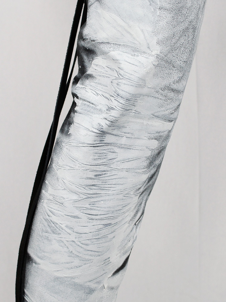 af Vandevorst black leather trousers spraypainted white fall 2015 performance (6)