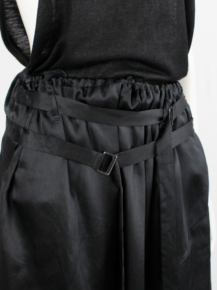vintage Ann Demeulemeester black midi-skirt with two belt straps spring 2004 (2)