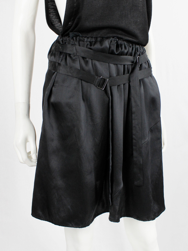 vintage Ann Demeulemeester black midi-skirt with two belt straps spring 2004 (3)