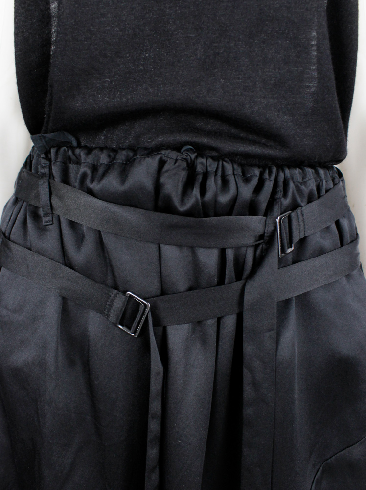 vintage Ann Demeulemeester black midi-skirt with two belt straps spring 2004 (4)
