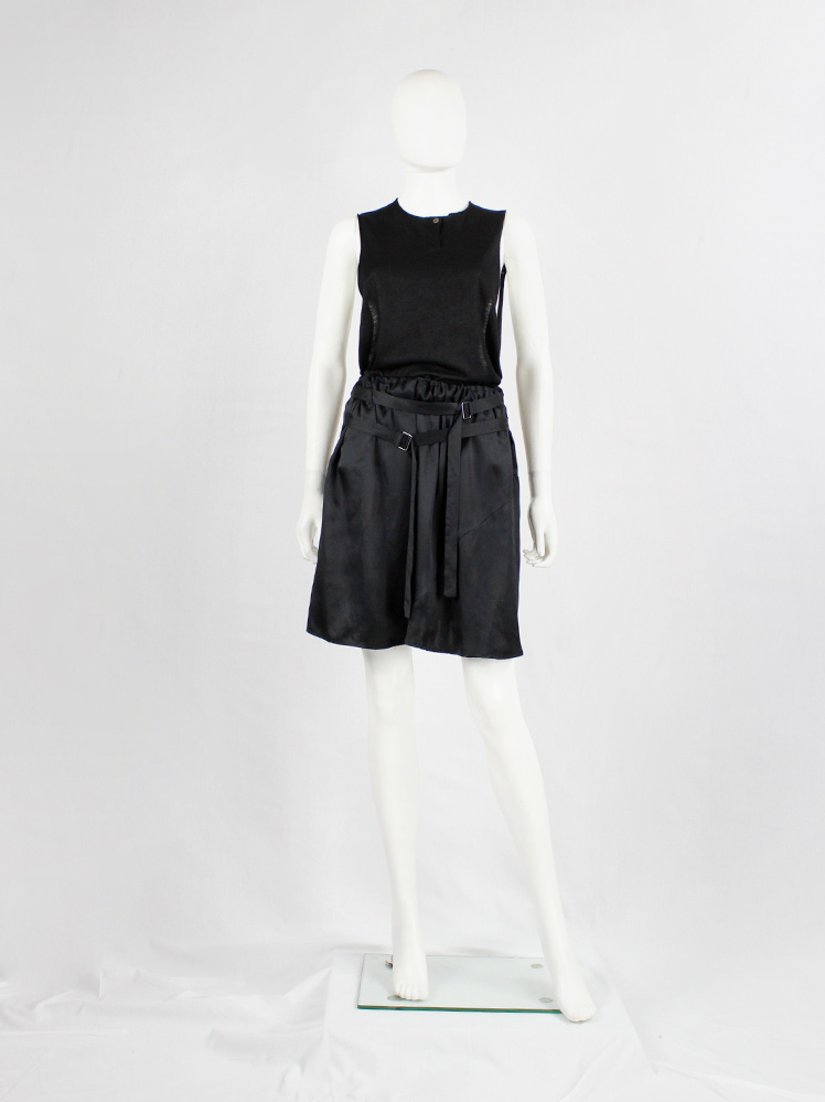 vintage Ann Demeulemeester black midi-skirt with two belt straps spring 2004 (5)