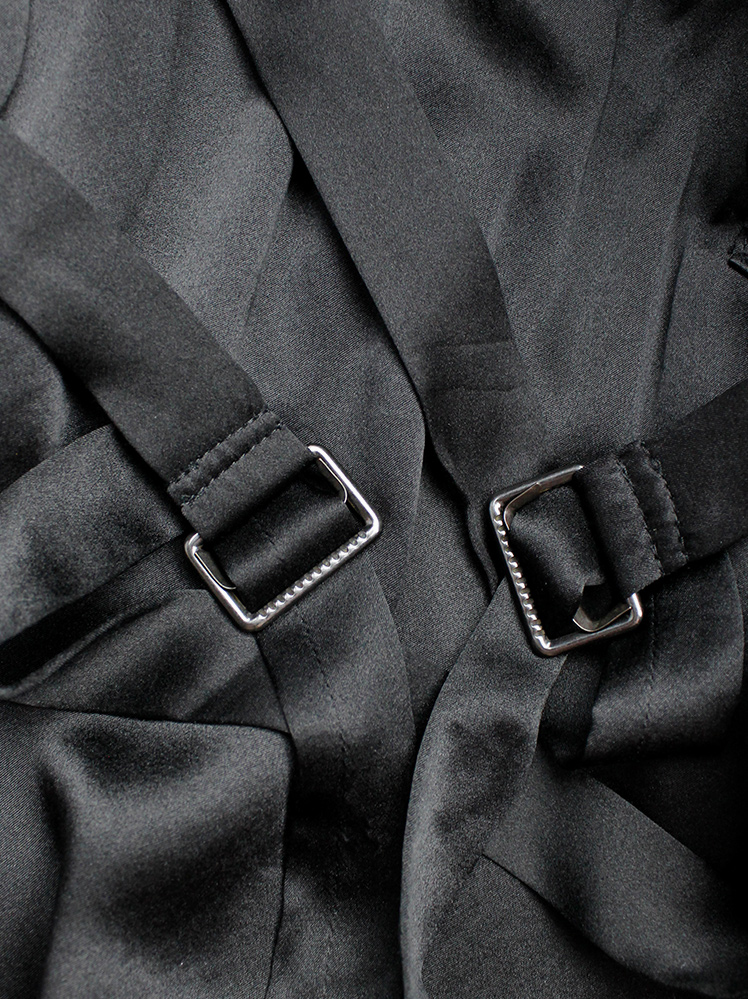 vintage Ann Demeulemeester black midi-skirt with two belt straps spring 2004 (9)