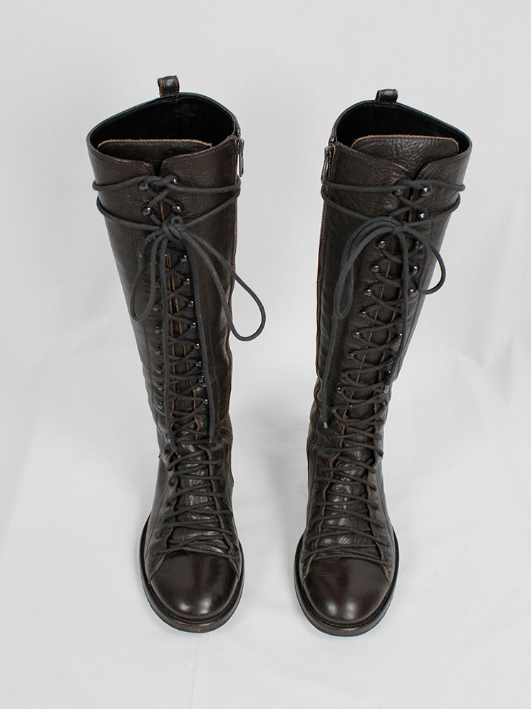 vintage Ann Demeulemeester brown single lace boots with hook lacing fall 2008 (12)