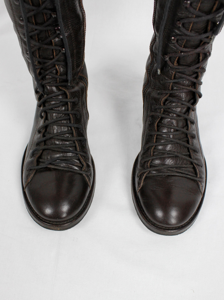 vintage Ann Demeulemeester brown single lace boots with hook lacing fall 2008 (13)