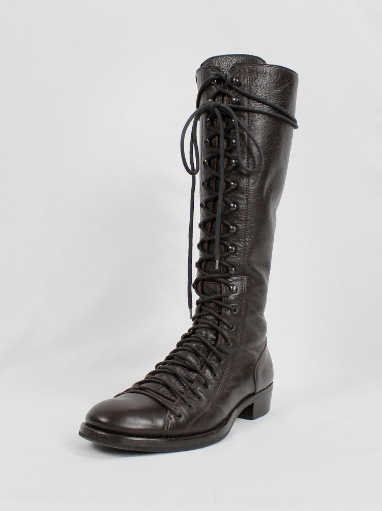 vintage Ann Demeulemeester brown single lace boots with hook lacing fall 2008 (22)