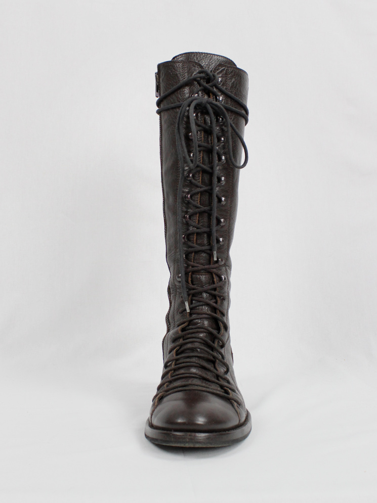 vintage Ann Demeulemeester brown single lace boots with hook lacing fall 2008 (23)