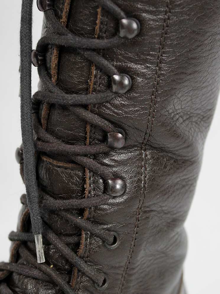 vintage Ann Demeulemeester brown single lace boots with hook lacing fall 2008 (7)
