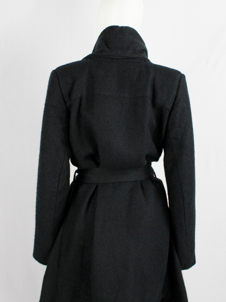 vintage Ann Demeulemeester dark grey maxi coat with oversized cowl neck fall 2012 (11)