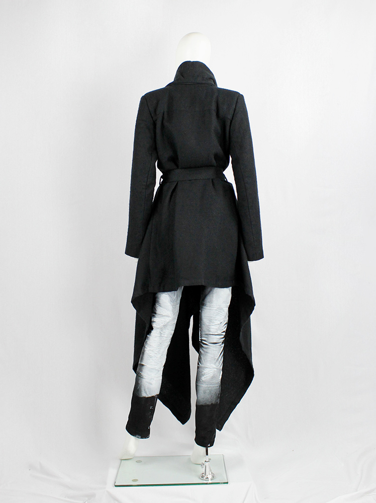 vintage Ann Demeulemeester dark grey maxi coat with oversized cowl neck fall 2012 (12)