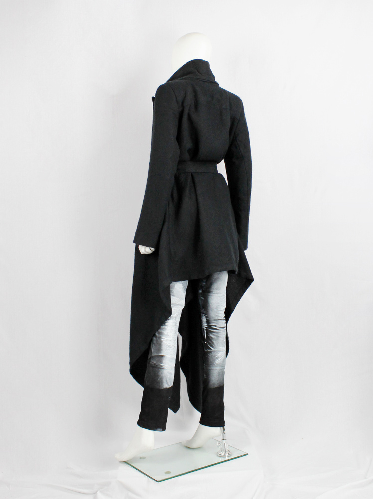 vintage Ann Demeulemeester dark grey maxi coat with oversized cowl neck fall 2012 (13)