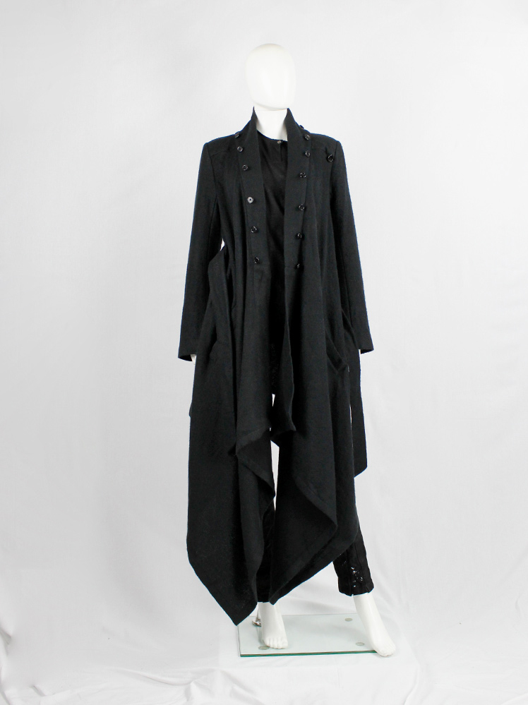 vintage Ann Demeulemeester dark grey maxi coat with oversized cowl neck fall 2012 (14)